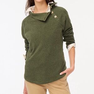 J. Crew Factory Wide Button-Collar Pullover Sweatshirt in Heather Green, Size XL